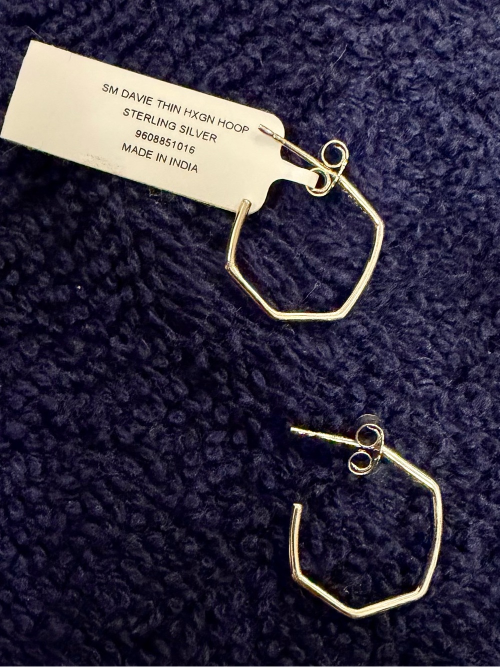 NWT Kendra Scott Sterling Thin Hexagon Hoop Earrings - Sterling Silver 925